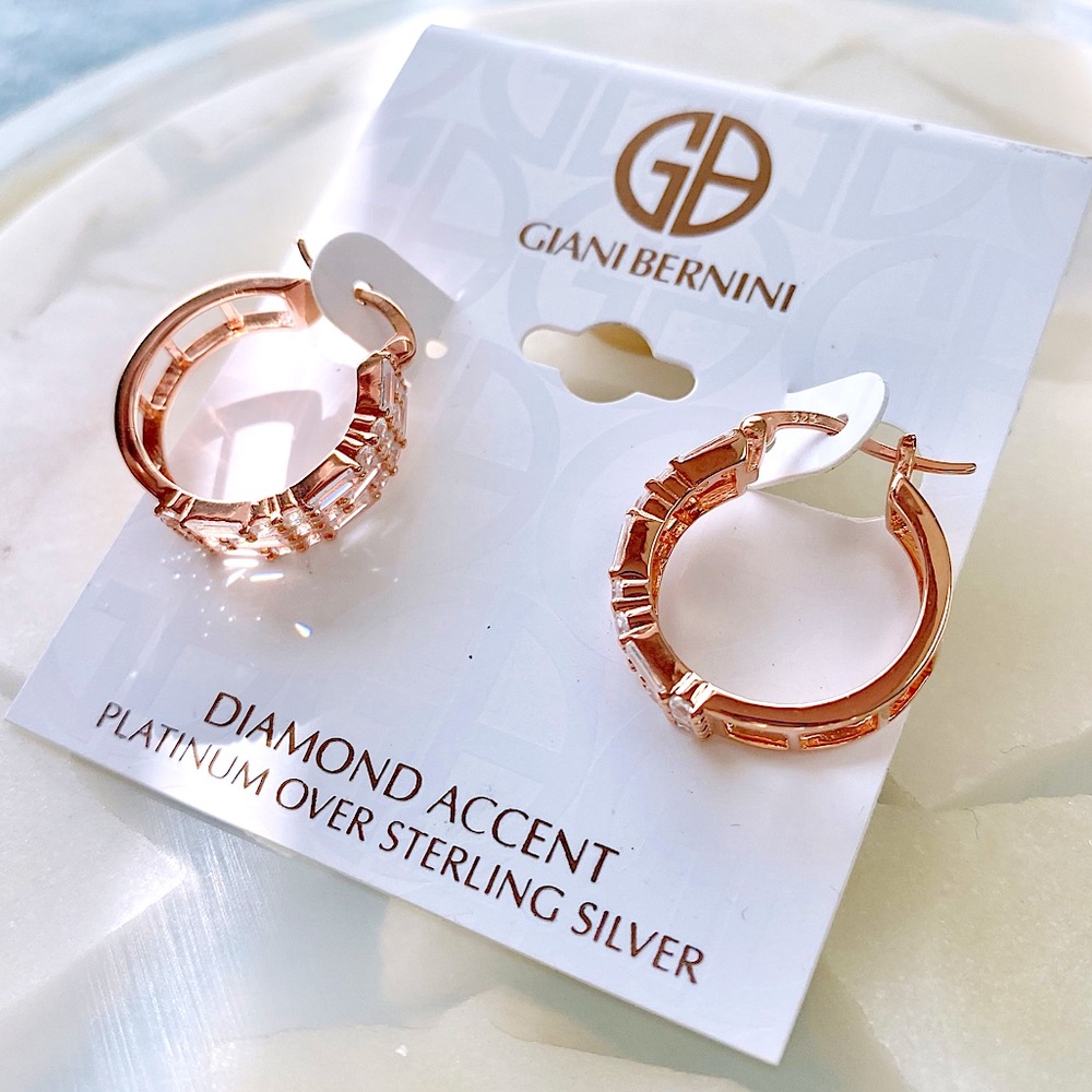 Giani Bernini Rose Gold Crystalized Hoop Earrings